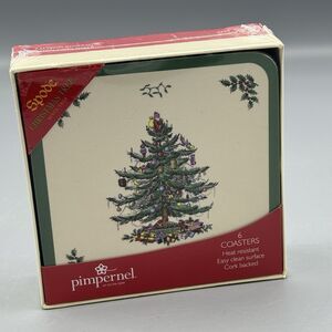 Pimpernel Spode Christmas Set of 6 Coasters Barware Drinks Holidays Seasonal NOS